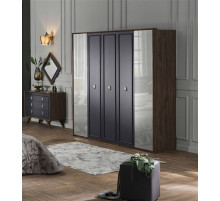 Пятистворчатый распашной шкаф для одежды и белья с зеркалом в спальню Алегро ALEG-33